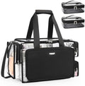Relavel Clear Makeup Bag with 2 Clear Pouches, Extra Large Makeup Artist Kit Set, Cosmetic Storage Organizer Hair Stylist Traveling Bag, Transparent Tote Duffle Beach Toiletry Bag with Shoulder Strap by Relavel