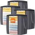 TasticTotes 120L Extra Large Blanket Clothes Storage Bags, Black, 4 Pack by Unknown