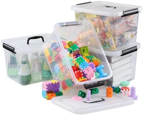 Wekioger 4 Pack 12 Quart Clear Lidded Bin, Latching Storage Box with Handle - Image 7