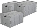Mount-It! Collapsible Storage Crate 3-Pack, 65L Folding Bins, Gray by Mount-It