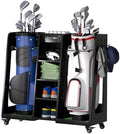 SuniBoxi Wooden Golf Bag Organizer with Wheels, 2-Bags Storage, Dark Black by SUNIBOXI