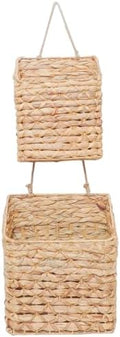 2-Tier Hanging Wall Basket, Water Hyacinth Over Door Storage by QingtuHome