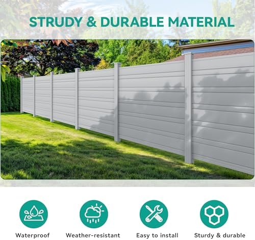 YITAHOME 44" W X 44" H Air Conditioner Fence Privacy Screen with Metal Stakes, Outdoor Trash Can Enclosure, Vinyl Pool Equipment Enclosure (2 Panels) Light Gray - Image 4