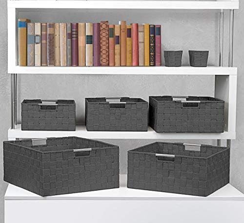 Sorbus Baskets for Organizing, 7-Piece Hand-Woven Storage Set (Grey) - Image 5