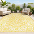 JONATHAN Y Weave Floral Indoor Outdoor Area Rug 4X6 Yellow/Cream, Tela Bohemian Textured for Backyard, Patio, Porch, Easy-Cleaning, High Traffic, Pet-Friendly, Non-Shedding (SMB100E-4) by JONATHANY