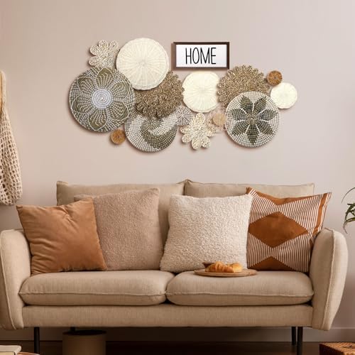 Xuhal 15 Pcs Boho Wall Basket Decor Handcrafted Seagrass Woven Wall Basket Rustic Round Woven Hanging Art for Home Farmhouse Kitchen Table Living Room(Elegant Style) - Image 2