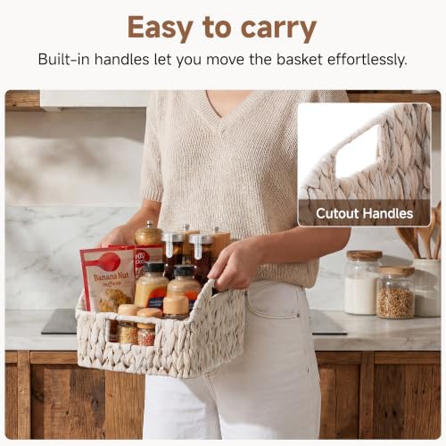 StorageWorks Pantry Baskets for Organizing, White Wicker Baskets, 2-Pack - Image 3