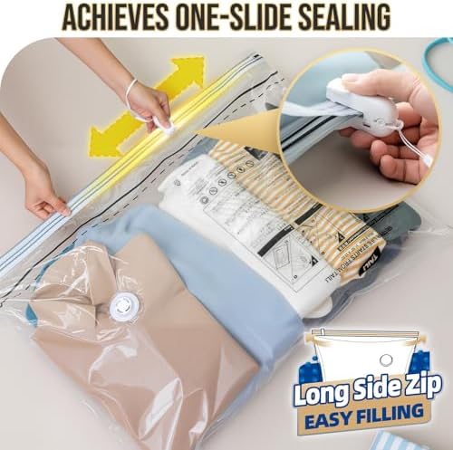 TAILI 12 Pack Vacuum Storage Bags, Jumbo LONG SIDE ZIP(39x28 inch), Clear - Image 5