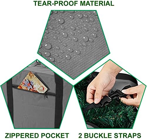 ProPik Christmas Rolling Tree Storage Bag, Fits Up to 9 ft. Tall Disassembled Holiday Tree, 28" X 16" X 60", Extra Large Heavy Duty Storage Container with Wheels, Front and Side Handles (Gray) - Image 4
