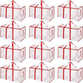 Aliceset 12-Pack Clear Moving Bags 90.84L Heavy Duty Extra Large Storage Totes with Reinforced Handles & Zippers, for Moving, College Dorm, Traveling(Red) by Aliceset