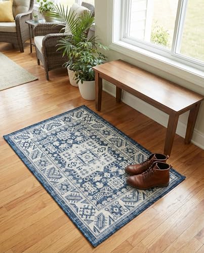 Rugs.com - Outdoor Aztec Rug – 2' x 3' 1 Blue Indoor/Outdoor Rug – Weather-Resistant Flatweave for Patio, Porch, and Entryway - Image 4