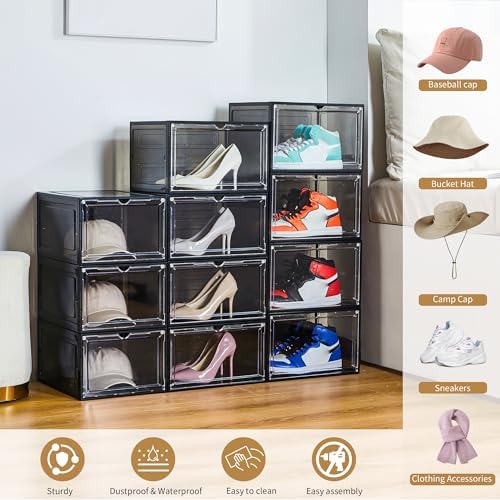 Attelite Hat Organizer for Baseball Caps,set of 6, Transparent Storage Box Hat Holder With Clear Magnetic Door, Stackable Rack, Easy to Assemble Stylish Display(13.5 "x 10.6" x 7.5 ") - Image 4
