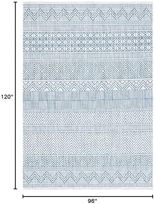 SAFAVIEH Courtyard Collection 8' x 10' Ivory/Navy CY8196 Indoor/ Outdoor Waterproof Easy Cleaning Patio Backyard Mudroom Area Rug - Image 7