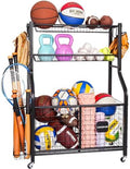 Sports Equipment Organizer with Wheels for Garage Ball Storage by Logicexplore