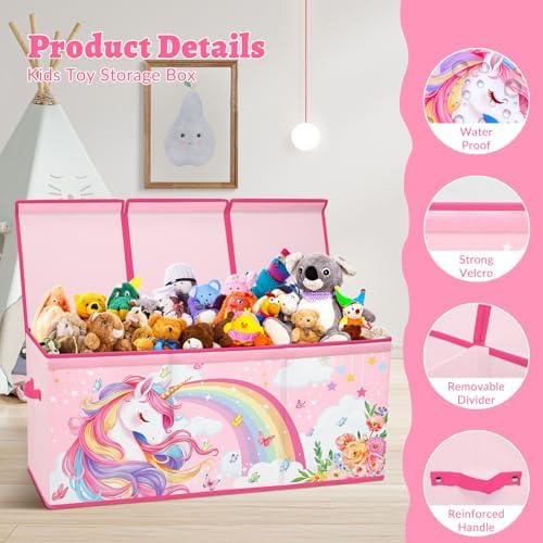 decalsweet Large Toy Box Collapsible Chest Organizer with Flip Lid for Kids - Image 3