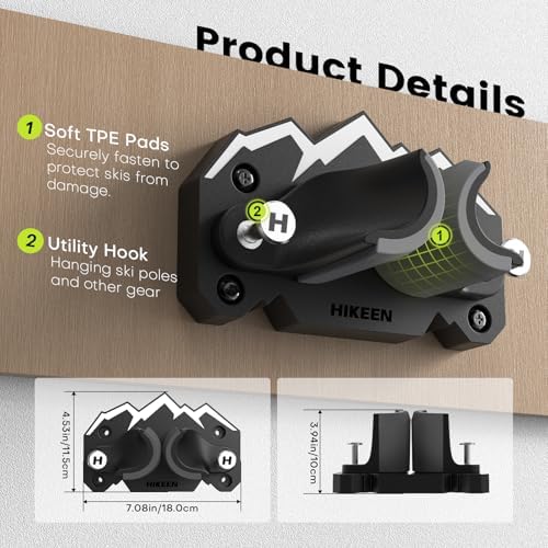 Hikeen Ski & Snowboard Wall Mount,Fits Any Ski or Snowboard, Ski Wall Rack Non-Slip Storage for Garage Organization,Space-Saving Winter Gear Organizer,2 Pack - Image 2