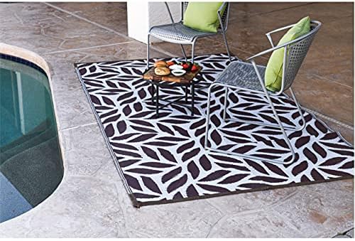 Stylish Camping 256097 6-feet by 9-feet Reversible Mat, Plastic Straw Rug, Large Floor Mat for Outdoors, RV, Patio, Backyard, Picnic, Beach, Camping - Leaf Mat (Brown/White) - Image 3