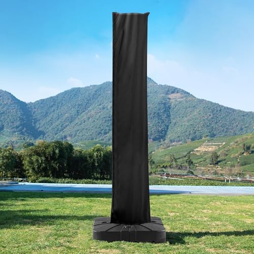 Cantilever Patio Umbrella Cover with Zipper and Pole, Black by MEVBC