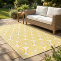 Fab Habitat Outdoor Rug - Waterproof, Fade Resistant, Crease-Free - Premium Recycled Plastic - Floral Medallion - Patio, Deck, Porch, Balcony, Laundry Room - Rio - Yellow - 4 x 6 ft by FabHabitat