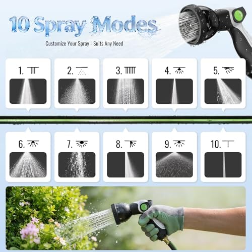 Etoolab Retractable Garden Hose Reel 100ft x 1/2 in with 10 Spray Nozzle - Image 5