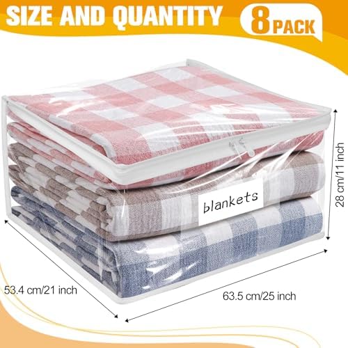 Plastic Storage Bags with Easy-Glide Zipper, Pack of 8, Durable Clear Vinyl Zippered Storage Bags for Clothes Sweaters Comforters Blankets Sheets Bedding (25 x 21 x 11 Inch, Transparent White) - Image 3