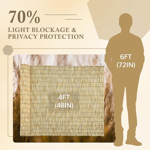Natural 4FT X16.4FT Reed Fencing Roll Bamboo Privacy Fence Screen - Image 2