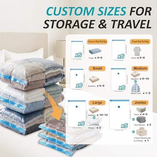 Vacuum Storage Bags with Hand Pump, Vacuum Seal Space Saver Bags,35 Combo - Image 3