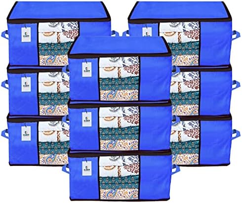 Kuber Industries 9 Pack Under Bed Storage Bags | Clothes Organizer | Non Woven Duvet, Blanket Cover | Clear Window & Premium Zipper | by Kuber+Industries