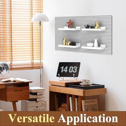 4 Pcs 16X8 Inch Slatwall Shelves, Heavy Duty Slatwall Baskets, Metal Slat Wall Shelves Accessories, Metal Retail Display for Storage and Organization, White - Image 5