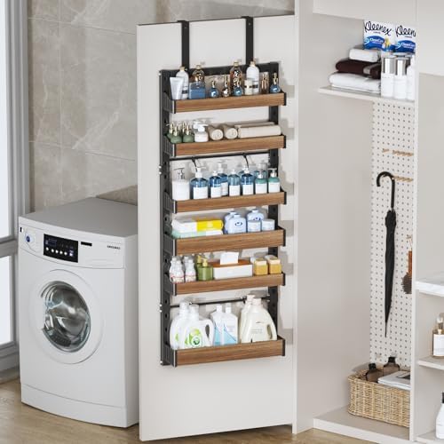 6-Tier Over The Door Pantry Organizer, Heavy-Duty Metal Wall Mount or Hanging Spice Rack, behind the door storage Shelves with Adjustable Basket, Back of Door Organizer for Kitchen Cabinet and Closet - Image 7