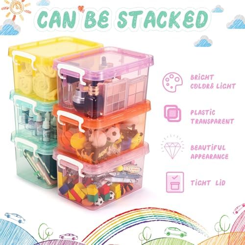Wenqik 6 Pack Colorful Plastic Storage Bins with Lids, Colorful - Image 4