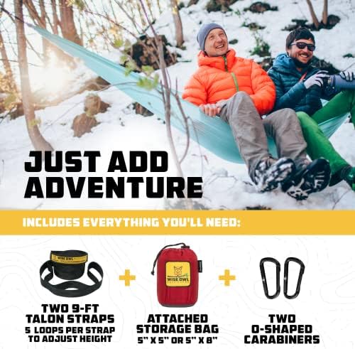 Wise Owl Outfitters Hammock for Camping Double Hammocks Gear for The Outdoors Backpacking Survival or Travel - Portable Lightweight Parachute Nylon DO Red & Charcoal - Image 4