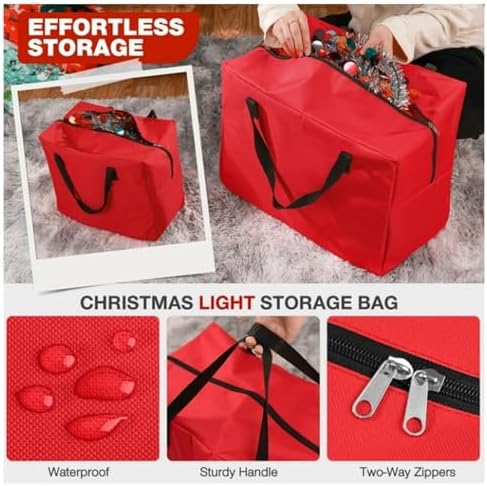 Christmas Tree Storage Bag Set 3pcs Artificial Xmas Tree Storage Bags for 7.5FT with Oxford Cloth Removable Design Convenient Carry Handles (Red) - Image 5