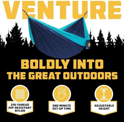 Wise Owl Outfitters Hammock for Camping Double Hammocks Gear for The Outdoors Backpacking Survival or Travel - Portable Lightweight Parachute Nylon DO Navy & Lt Blue - Image 3