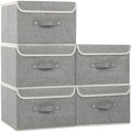 Foldable Fabric Storage Cubes with Lids,Grey 13x9.1x7.9in,5 Pack by Unknown