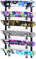 Linone Skateboard Wall Mount, 6-Tier Skate Board Rack Wall Mount, Snowboard Storage Longboard Deck Organizer, Skateboard Wall Display Hanger Holder by Unknown