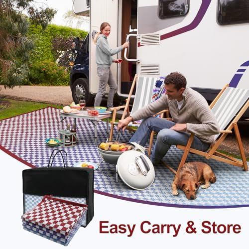 Wonniatr 9x12 Outdoor Rug Waterproof - Plastic Straw Outdoor Patio Rugs Clearance, Blue Purple Extra Large Portable Mat for RV Camping, Lightweight Colorful Gradient Outside Deck Carpet - Image 5