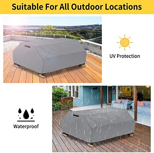 AKEfit Waterproof Picnic Table Covers Heavy Duty Oxford Cloth Wind Dust Proof Anti-UV Outdoor Indoor Patio Picnic Table Bench Cover 70/72 Inch,Grey - Image 5