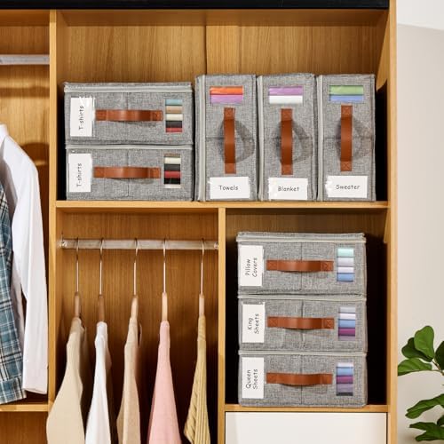 8pack Bed Sheet Organizer, Foldable Linen Closet Organizers and Storage with Sealed Design, Queen & King Size Sheet Storage with Window, Closet Organizer for Bedsheets/Blankets/Clothes, Linen - Image 5