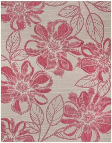Gertmenian Indoor Outdoor Casual Area Rug - 5x7 Standard, Fade Resistant, Ideal for High Traffic in Living Room, Bedroom, Patio - Woodbury Floral, Fushia, 28809 by Gertmenian