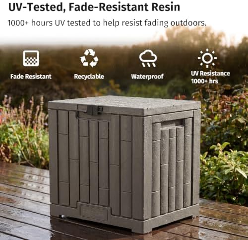 EAST OAK Outdoor Storage Box, 31 Gallon Deck Box, Waterproof Resin Storage Bin for Patio Cushions, Gardening Tools, Accessories, Lockable, UV Resistant, Brown - Image 5