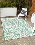 Unique Loom Outdoor Safari Collection Area Rug - Leopard (9' x 12' 2" Rectangle, Green Blue/ Ivory) by UniqueLoom