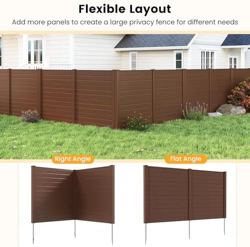 GIANTEX No-Dig Air Conditioner Fence, 2 Panels, 48''W x 48''H, Brown - Image 4