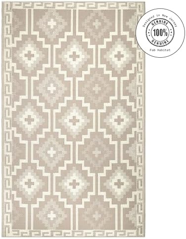 Fab Habitat Boho Vintage Tribal Outdoor Rug - Waterproof, Crease-Free Fade Resistant, Reversible - Recycled Plastic - Patio Porch Balcony Deck Yard Garden - Lhasa Mocha - 4x6 ft - Image 3