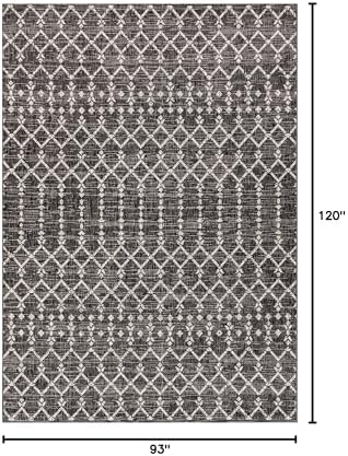 Eyely Moroccan Textured Weave Area Rug 8X10 Black/Gray, Indoor Outdoor Rug - Image 2