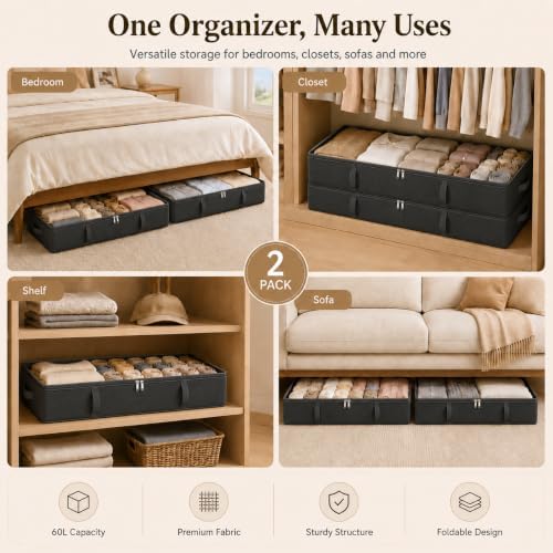 Side-Supported Under Bed Storage Containers, 8 Inch 80L Clothes Storage Bin - Image 7