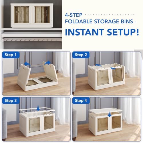 FLEXIMOUNTS 75 QT Stackable Plastic Storage Bins With Lids, Milky White - Image 6