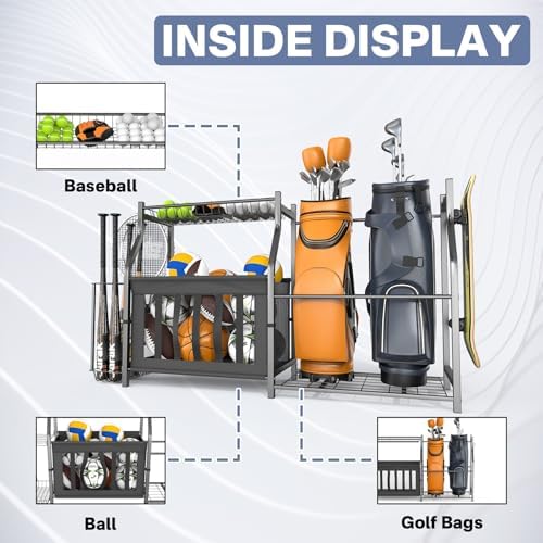 WALMANN Garage Sports Equipment Organizer, Balls and Golf Bags Stand - Image 4