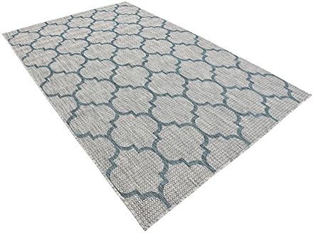 Unique Loom Outdoor Trellis Collection Area Rug (5' 3" x 8' Rectangle, Gray/ Ivory) - Image 5
