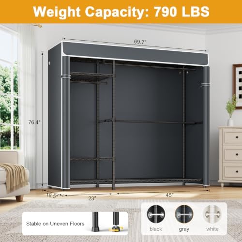 ULIFHOME Clothes Rack with Cover Covered Clothing Racks for Hanging Clothes - Image 4